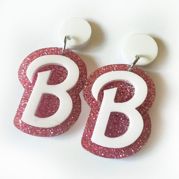 B Pink Sparkle Large Dangle