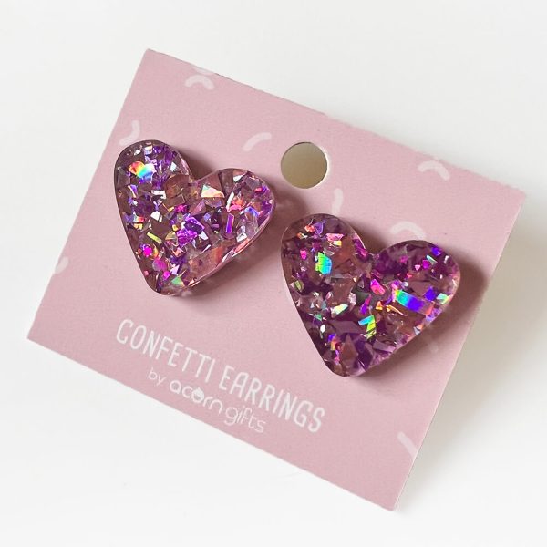 Large Heart Chunky Glitter Stud