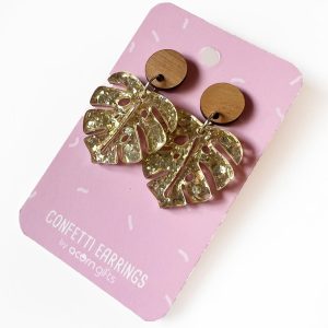 Monstera Chunky Gold Dangle Earring