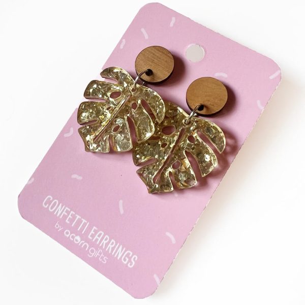 Monstera Chunky Gold Dangle Earring